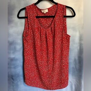 LOFT outlet sleeveless top PM red with white floral print, very lightweight EUC